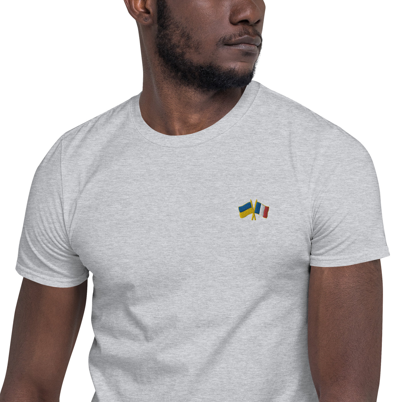 France-Ukraine Flag T-shirt Embroidery