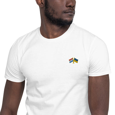 Luxemburg-Ukraine Flag T-shirt Embroidery