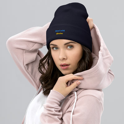 Stand with Ukraine Cuffed Beanie Embroidery