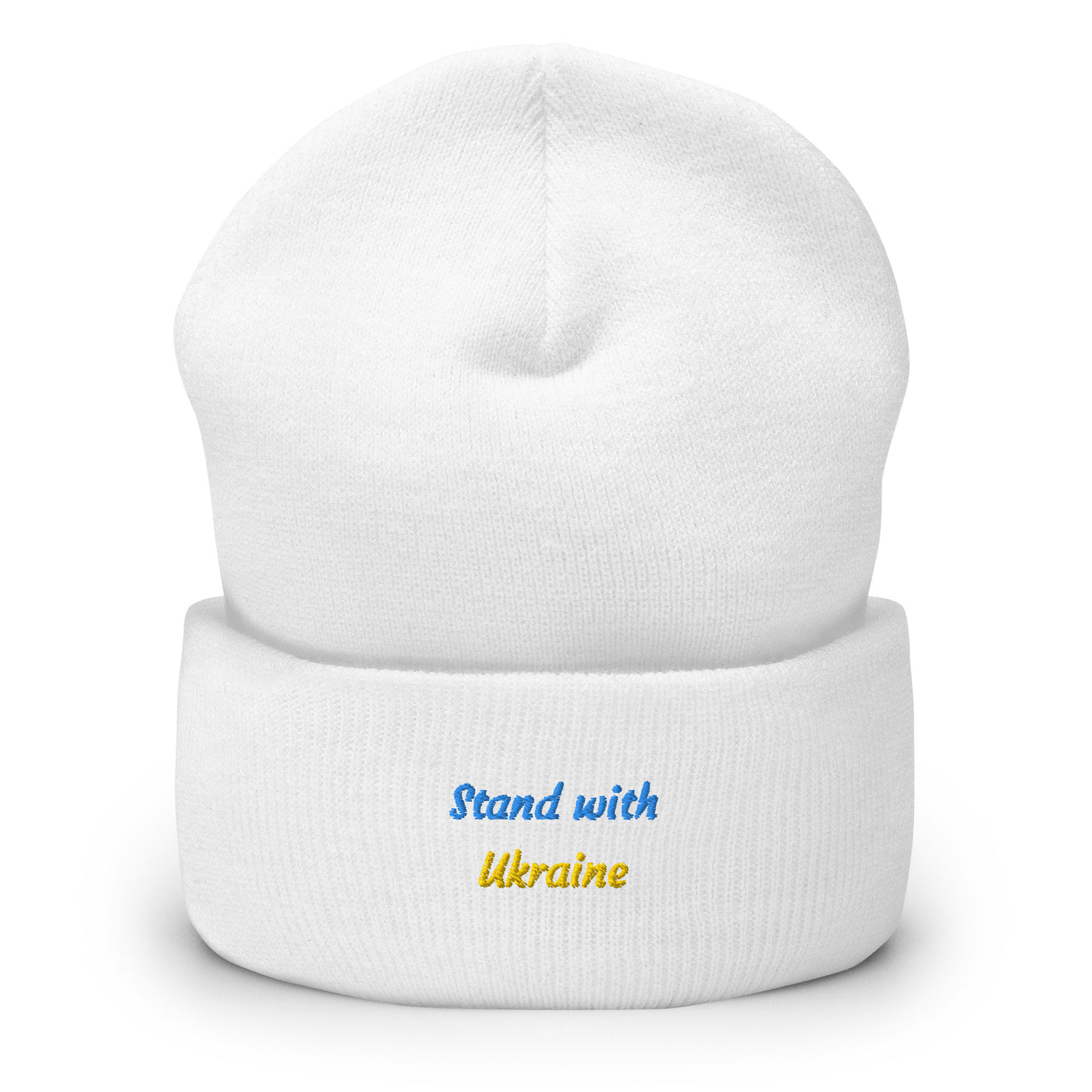 Stand with Ukraine Cuffed Beanie Embroidery