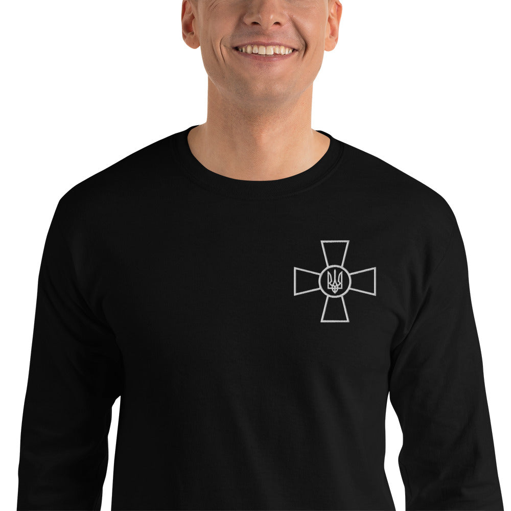 Ukrainian Military Emblem 3 Long Sleeve Shirt Embroidery