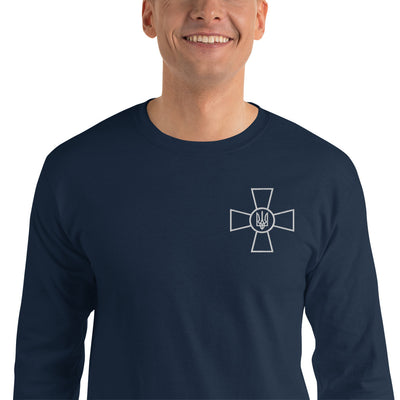 Ukrainian Military Emblem 3 Long Sleeve Shirt Embroidery